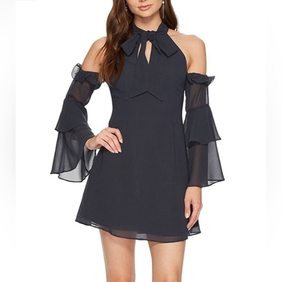 KEEPSAKE THE LABEL TWILIGHT DREAMS COLD SHOULDER CUT OUT SLEEVES FRINGE DRESS - Picture 2 of 12